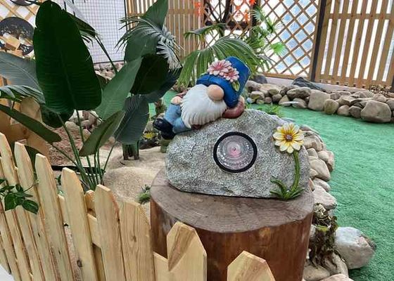 Unique Solar Magnesium Oxide Garden Statue Handmade Lifelike Gnome Stone