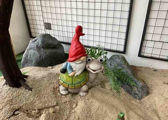 OEM / ODM Magnesium Oxide Garden Statue Gnome Riding On Turtle Statue