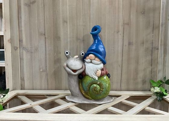 OEM / ODM Magnesium Oxide Garden Statue Gnome Riding On Turtle Statue