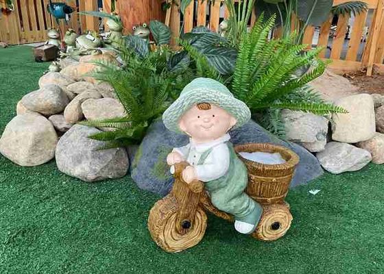 Outdoor Magnesium Oxide Garden Statue Sculpture Small Children Riding Statue