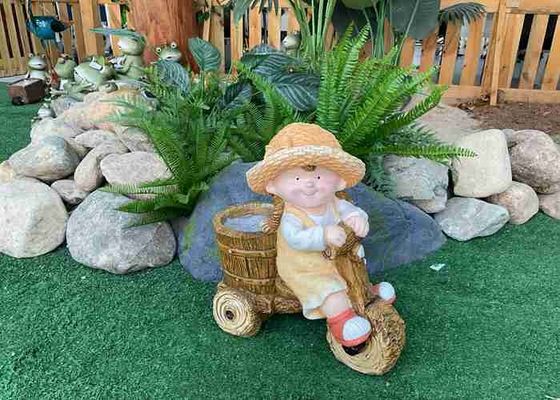 Outdoor Magnesium Oxide Garden Statue Sculpture Small Children Riding Statue