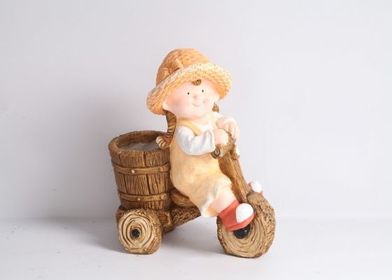 Outdoor Magnesium Oxide Garden Statue Sculpture Small Children Riding Statue