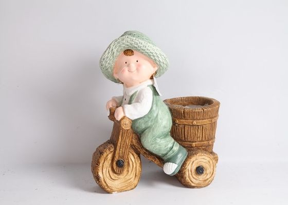 Outdoor Magnesium Oxide Garden Statue Sculpture Small Children Riding Statue
