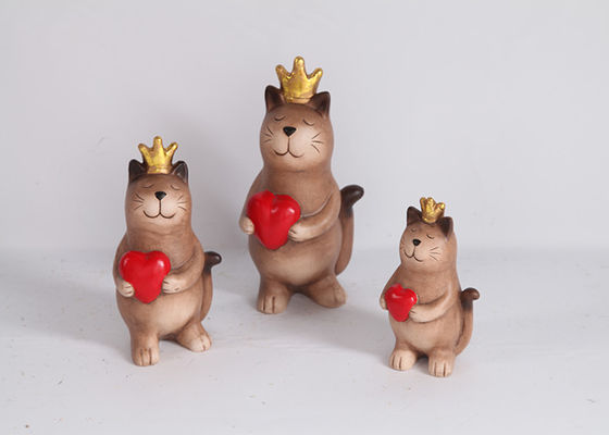 OEM / ODM Ceramic Pottery Garden Ornaments Cat Shape Decoration