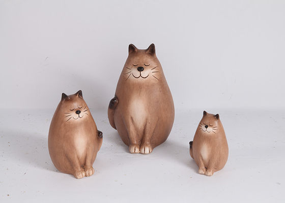 OEM / ODM Ceramic Pottery Garden Ornaments Cat Shape Decoration