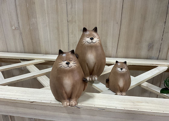 OEM / ODM Ceramic Pottery Garden Ornaments Cat Shape Decoration