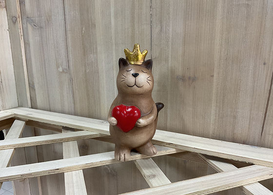 OEM / ODM Ceramic Pottery Garden Ornaments Cat Shape Decoration