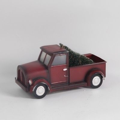 Indoor / Outdoor Metal Christmas Decoration Car Attached To Christmas Tree Customized