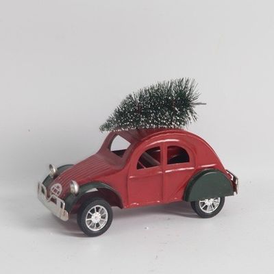 Modern Metal Christmas Decorations Red Car Handicrafts