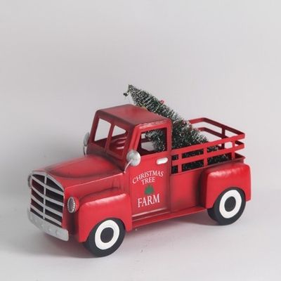 Modern Metal Christmas Decorations Red Car Handicrafts