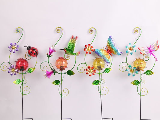 Colorful Metal Plug In Solar Garden Ornament For Outdoor And Garden Decoration