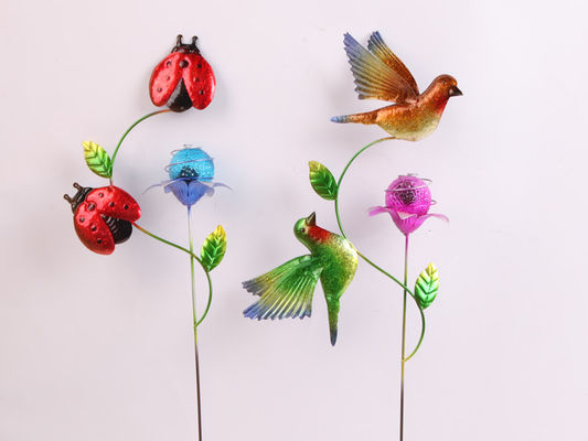 Colorful Metal Plug In Solar Garden Ornament For Outdoor And Garden Decoration