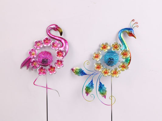 Peacock Flamingo Crane Solar Garden Ornament With Low Light Intensity