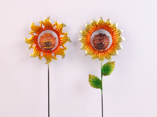 Solar Metal Flower Decorations Outdoor Plug In Decorations Tulip Flower Sunflower