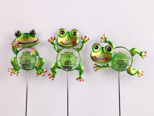 Metal Frog Solar Powered Decorative Item With Small / Medium Size