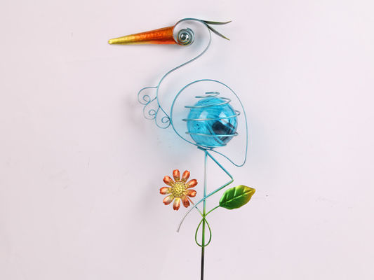 Metal Solar Garden Ornament With LED Outdoor Plug In Flamingos Cranes Peacocks