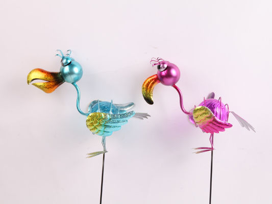 Metal Solar Garden Ornament With LED Outdoor Plug In Flamingos Cranes Peacocks