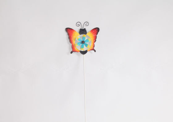 Colorful Metal Animal Outdoor Garden Decoration With Windmill Butterfly Bee Ladybug Bird