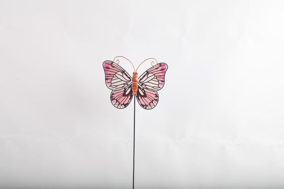 Hollow Out Colorful Metal Butterfly Outdoor Garden Decorations with Glass Beads