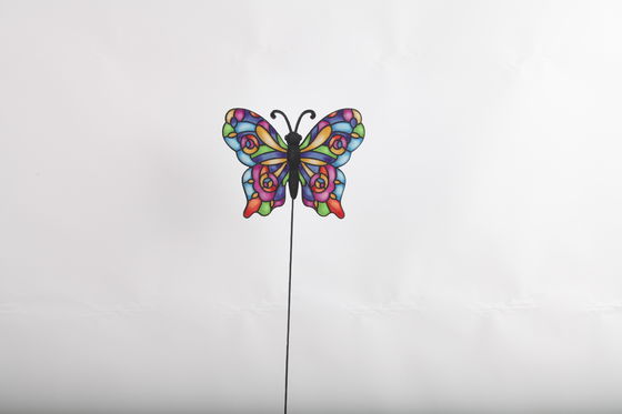 Hollow Out Colorful Metal Butterfly Outdoor Garden Decorations with Glass Beads