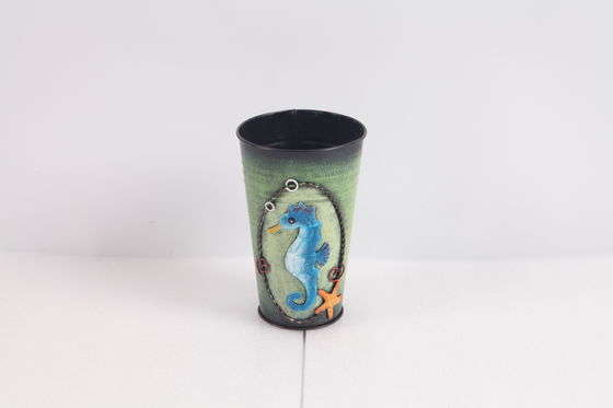 Indoor Vintage Iron Metal Handmade Vase Customizable Marine Animal Series Seahorse Turtle Dolphin