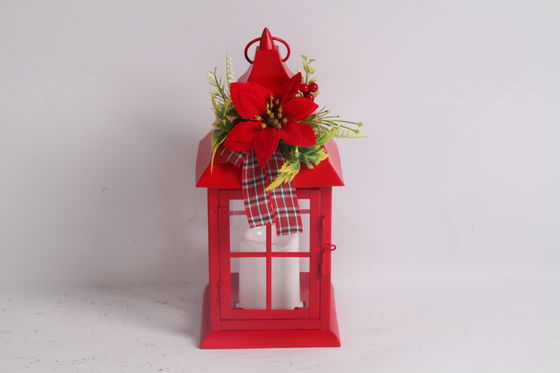 Customized Metal Christmas Lanterns Decoration Red