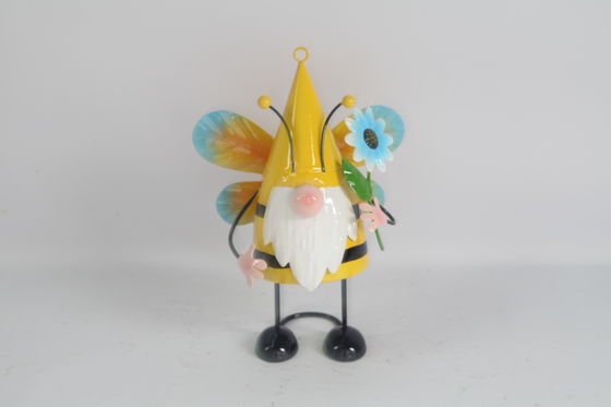 25cm Tall Iron Yellow Gnome Metal Garden Decoration Yard Ornaments