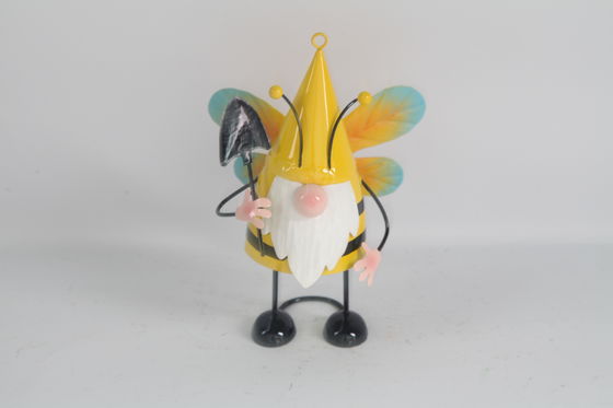 25cm Tall Iron Yellow Gnome Metal Garden Decoration Yard Ornaments
