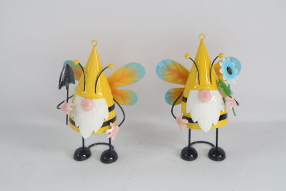 25cm Tall Iron Yellow Gnome Metal Garden Decoration Yard Ornaments