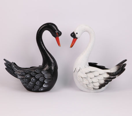 Metal Swan Garden Figurines White Swan Black Swan