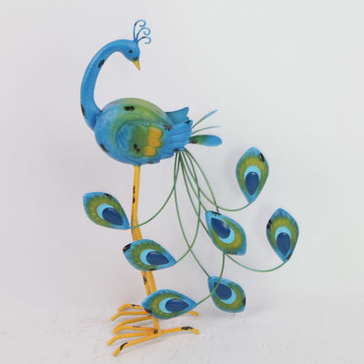 Iron Peacock Multicolor Weatherproof Animal Garden Figurines for Your Outdoor Wonderland