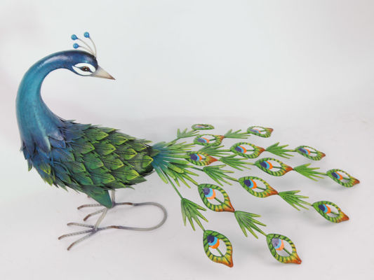 Iron Peacock Multicolor Weatherproof Animal Garden Figurines for Your Outdoor Wonderland