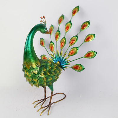 Iron Peacock Multicolor Weatherproof Animal Garden Figurines for Your Outdoor Wonderland