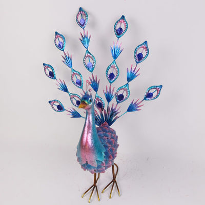Iron Peacock Multicolor Weatherproof Animal Garden Figurines for Your Outdoor Wonderland