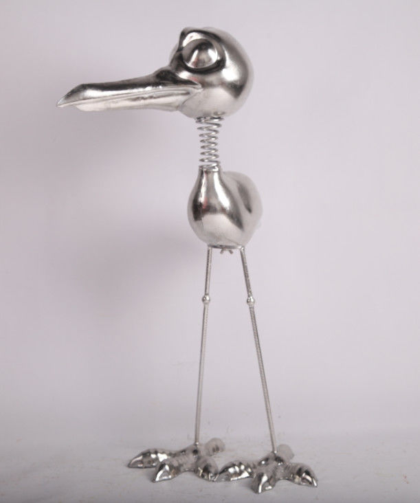 OEM Metal Bird Animal Garden Ornament Silver Indoor Decoration