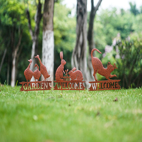 Animal Garden Ornament Metal Garden Stake Decor Silhouette Statues