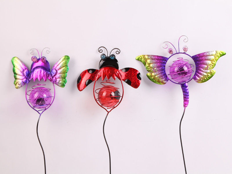 Small Solar Insect Garden Ornaments Solar Powered Garden Decoration With LED Light