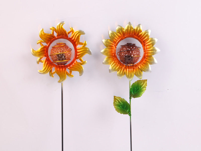 Solar Metal Flower Decorations Outdoor Plug In Decorations Tulip Flower Sunflower