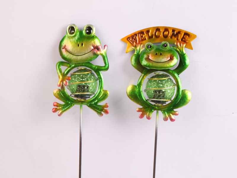 Metal Frog Solar Powered Decorative Item With Small / Medium Size