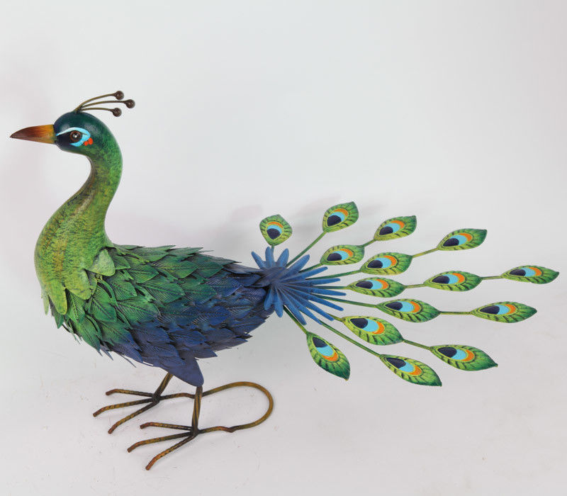 Iron Peacock Multicolor Weatherproof Animal Garden Figurines for Your Outdoor Wonderland